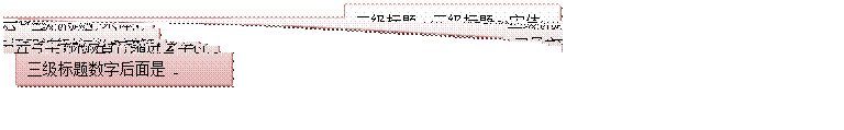 對話氣泡:矩形:二級标題、三級标題，宋體，五号字，标題首行縮進2字符 三級标題數字後面是 .